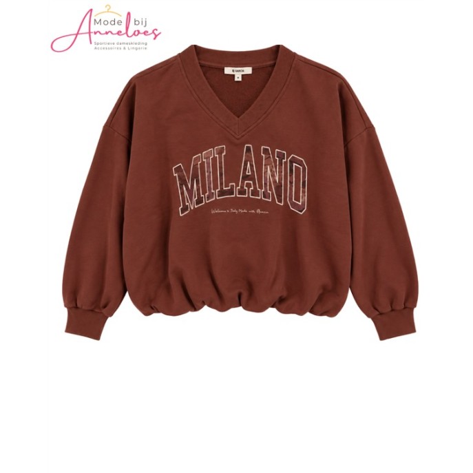 Garcia sweater vhals v260260 tekst milano rosewood Garcia sweater vhals v260260 tekst milano rosewood